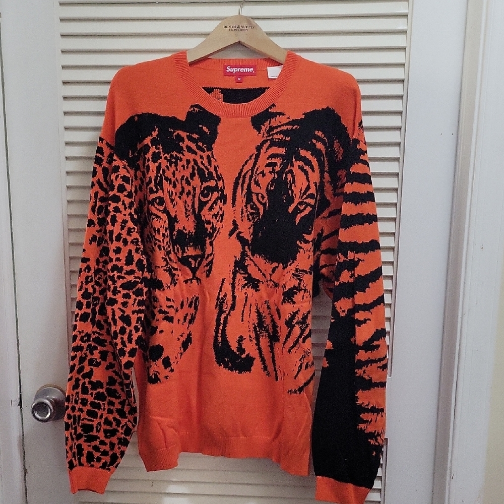 Supreme Orange Animal Print Men's Sweater